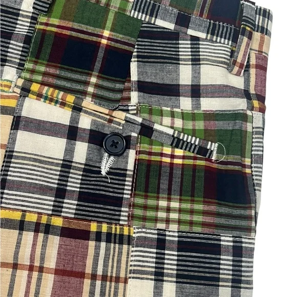 NWT Madras Bermuda Shorts India Cotton Plaid Patchwork Preppy Mens 40 P Fredrick - Picture 2 of 8